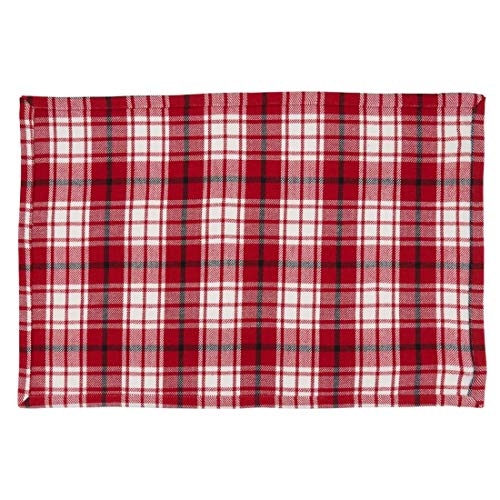 Fennco Style Holiday Plaid Cotton Table Runner 16" W x 72" L - Red Festive Table Cover for Christmas Décor, Everyday Use, Banquet, Family Gathering and Special Occasion