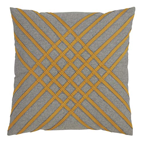 Fennco Styles Moutarde Collection Bohemian Cross Hatch 100% Pure Cotton 18 x 18 Inch Throw Pillow with Case & Insert – Blue Grey Lumbar Pillow for Couch, Bedroom and Living Room Décor