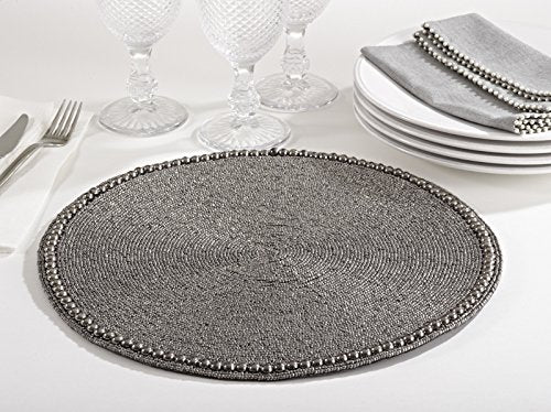 Fennco Styles Goa Glass Beaded 15-inch Round Placemat - 1-Piece