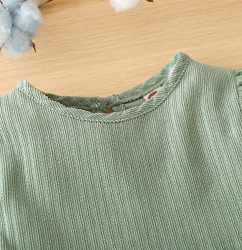 stylesilove Baby Toddler Girls Solid Ruffle Hem Long Puff Sleeve Corduroy Dress Princess Casual Spring Fall Outfit