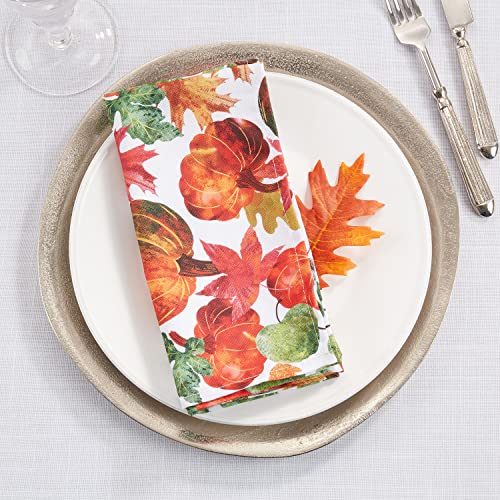 Fennco Styles Pumpkin Foliage Harvest Tablecloth - Multicolor Fall Leaves Table Cover for Thanksgiving, Seasonal Décor, Banquet, Family Gathering and Special Events