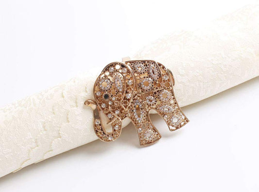 Fennco Styles Gorgeous Metal Jeweled Napkin Rings - Set of 4 (Elephant-Bejeweled)