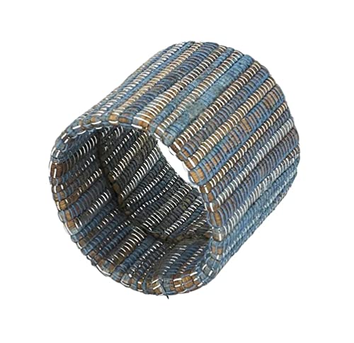 Fennco Styles Braided Water Hyacinth Napkin Rings, Set of 4 - Shimmering Woven Nubby Napkin Holders for Home, Dining Table, Banquets, Holidays and Special Events