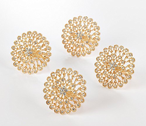 Fennco Styles Starburst Flower Napkin Rings, Set of 4