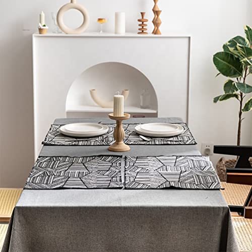 Fennco Styles Reversible Woven Geometric Table Runner 14”W x 71”L - Black Textured Table Cover for Home, Dining Table Décor, Banquets, Holidays