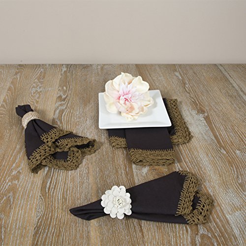 Sangita Crochet Lace Napkins, Set of 4 (Olive)