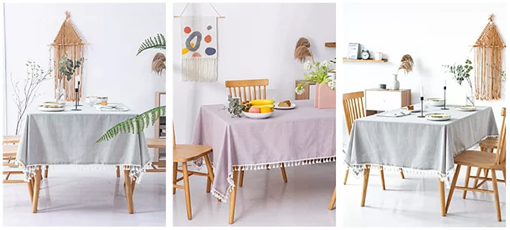 Fennco Styles Woven Gingham Cotton Tablecloth with Tassel 55" W x 71" L - Checkered Rectangle Table Cover for Everyday Use, Home, Dining Table Décor, Banquets, Farmhouse, and Special Events
