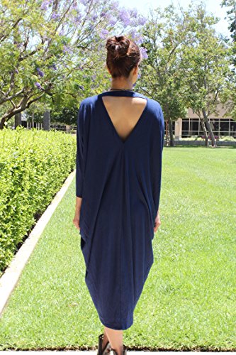 SAY Styles All Yours The Deep Back Cut Out 3/4 Sleeve Blue Dress