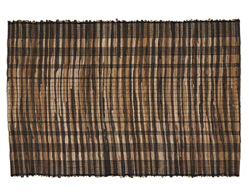 Fennco Styles Classic Striped Texture Water Hyacinth Table Runner 14 x 72 Inch - Black Table Cover for Home Décor, Dining Table, Banquets, Holiday and Special Events
