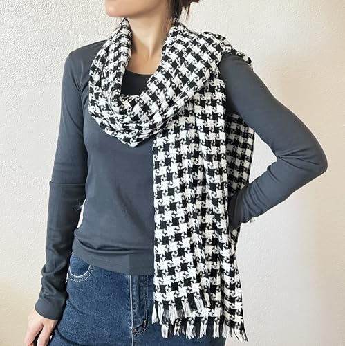 stylesilove Women Windmill Pattern Woven Cashmere Scarf with Fringe Warm and Ultra Soft Scarves Shawl Neck Wraps