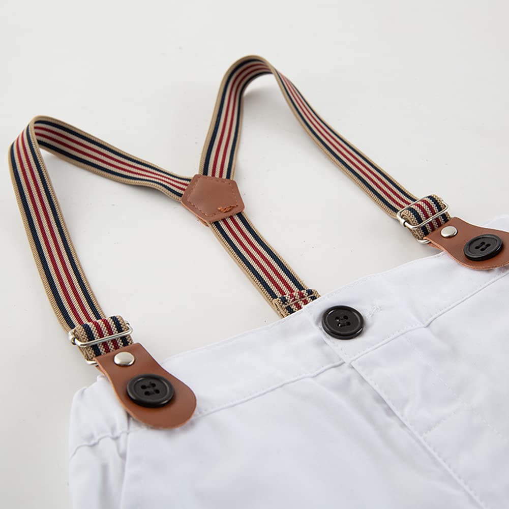 stylesilove Toddler Little Boys Classic Cotton Chino Shorts with Stripe Suspenders for Casual, Formal Wear, Special Occasions