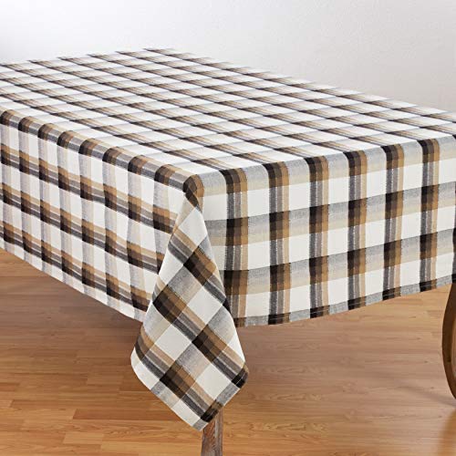 Fennco Styles Holiday Plaid Pattern Textured 100% Cotton Tablecloth