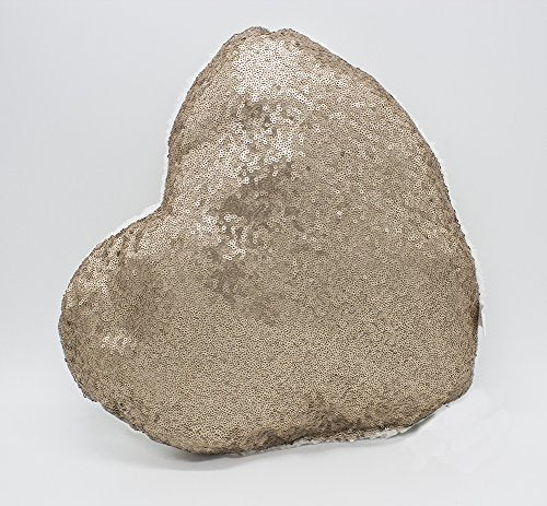 Fennco Styles Charming Sequin and Sherpa Decorative Throw Pillow Shimmering Heart Shaped Acccent Pillow for Holiday, Christmas, Couch, Living Room Decor and Valentine's Day, Monther's Day Gift