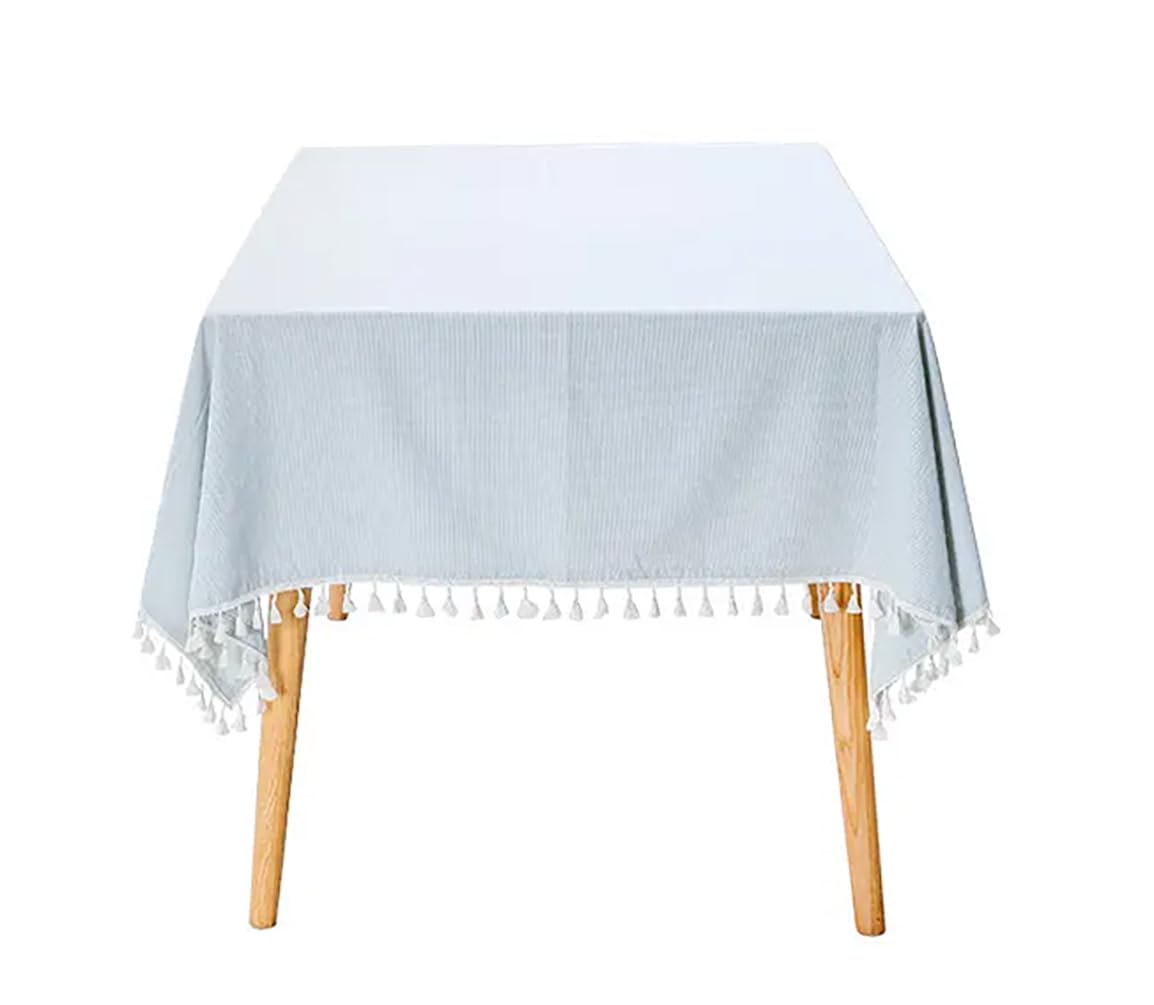 Fennco Styles Modern Houndstooth Design Everyday Tablecloth 40" W X 56" L - Yellow Cotton Blend Tassels Table Cover for Dining Room, Banquets, Holidays, Special Events and Home Décor