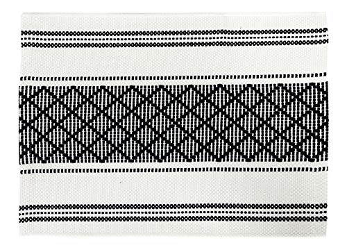 Fennco Styles Diamond Stitch Design Cotton Blend Placemats 14" W x 19" L, Set of 4 - Black Geometric Woven Table Mats for Boho Décor, Home, Dining Table, Banquets, Family Gatherings, Special Occasion