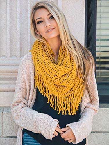 stylesilove Women Cozy Knit Tassel Infinity Loop Scarf - 8 Colors