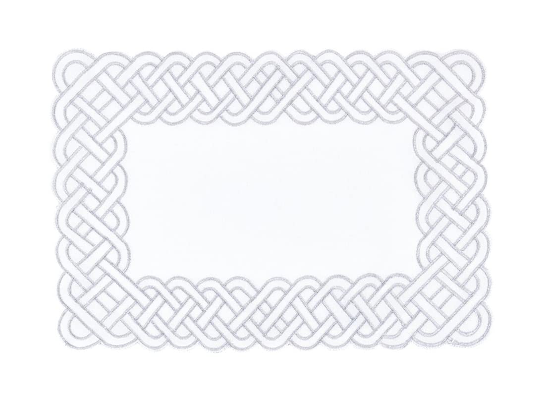 Fennco Styles Braid Emroidered Metallic Border Table Runner 16" W x 54" L - Silver Table Cover for Home Décor, Everyday Use, Christmas, Banquets and Special Events