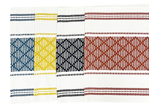 Fennco Styles Diamond Stitch Design Cotton Blend Placemats 14" W x 19" L, Set of 4 - Black Geometric Woven Table Mats for Boho Décor, Home, Dining Table, Banquets, Family Gatherings, Special Occasion