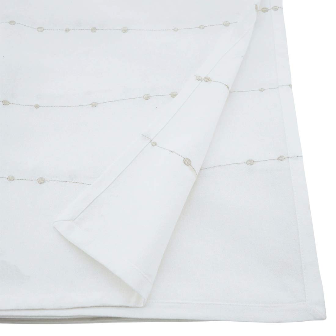 Fennco Styles Modern Silver Embroidery 100% Cotton Tablecloth - White Table Cover for Everyday Use, Dining Room Décor, Wedding, Special Events and Holiday