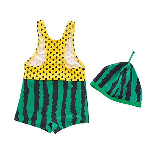 Styles I Love Baby Toddler Boy Watermelon One-Piece Swimsuit with Hat 2pcs Set Green Bathing Suit Beach Pool Swimwear