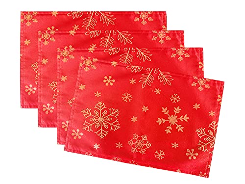 Fennco Styles Holiday Foil Print Snowflake Table Runner 16" W x 54" L - Red Woven Table Cover for Home Décor, Banquet, Family Gathering, Christmas, Special Occasion