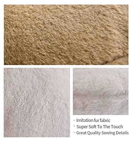 Fennco Styles Faux Fur Donut Shaped Decorative Plush Throw Pillow 16" Round - Brown Fluffy Soft Cushion for Kids Room, Playroom, Bedroom, Living Room, Nursery, Office Décor
