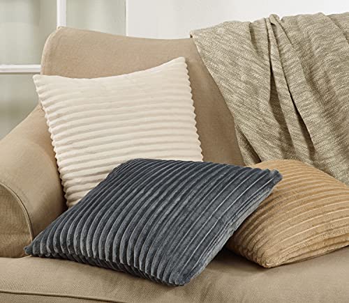 Fennco Styles Plush Faux Rabbit Fur Throw Pillow 18" W x 18" L – Cushion for Couch, Bedroom, Living Room and Office Décor