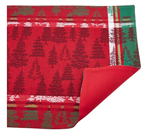 Fennco Styles Christmas Tree Plaid Design 100% Cotton Table Linens - Various Sizes for Home, Holiday, Family Gathering and Special Occasion