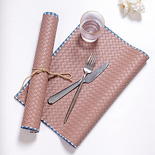 Fennco Styles Modern Basket Weave Placemats 13" W x 18" L, Set of 4 - Woven Table Mats Heat Resistant Insulation Anti-Slip for Home, Boho Décor, Dining Table, Banquets and Special Events