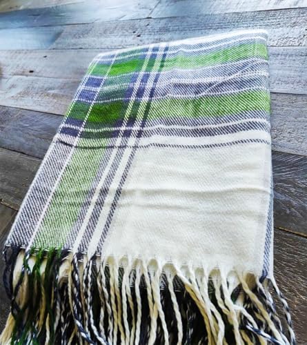 Fennco Styles Classic Plaid Pattern Fringe Throw Blanket 50" W x 60" L - Rustic Cozy Blanket for Home, Couch, Bedroom, Living Room, Office, and Holiday Décor