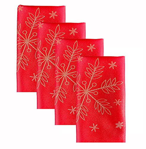 Fennco Styles Holiday Foil Print Snowflake Tablecloth 70" W x 70" L - Red Woven Table Cover for Home Décor, Banquet, Family Gathering, Christmas, Special Occasion (70"X70" Tablecloth)