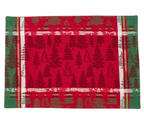 Fennco Styles Christmas Tree Plaid Design 100% Cotton Table Linens - Various Sizes for Home, Holiday, Family Gathering and Special Occasion