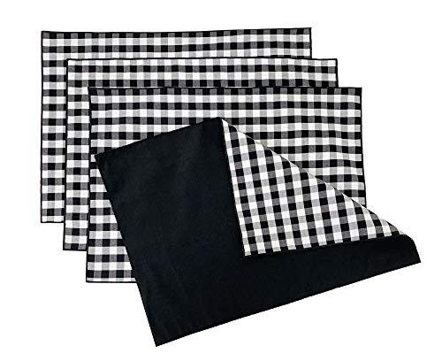 Fennco Styles Handmade Reversible Checkered Border Design Table Runner - Check Table Cover for Home, Dining Table, Banquet and Special Occasion