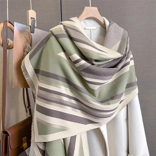 stylesilove Women Vivid Striped Cashmere Like Scarf Warm Ultra Soft Scarves Shawl Neck Wraps for All Season, 4 Colors