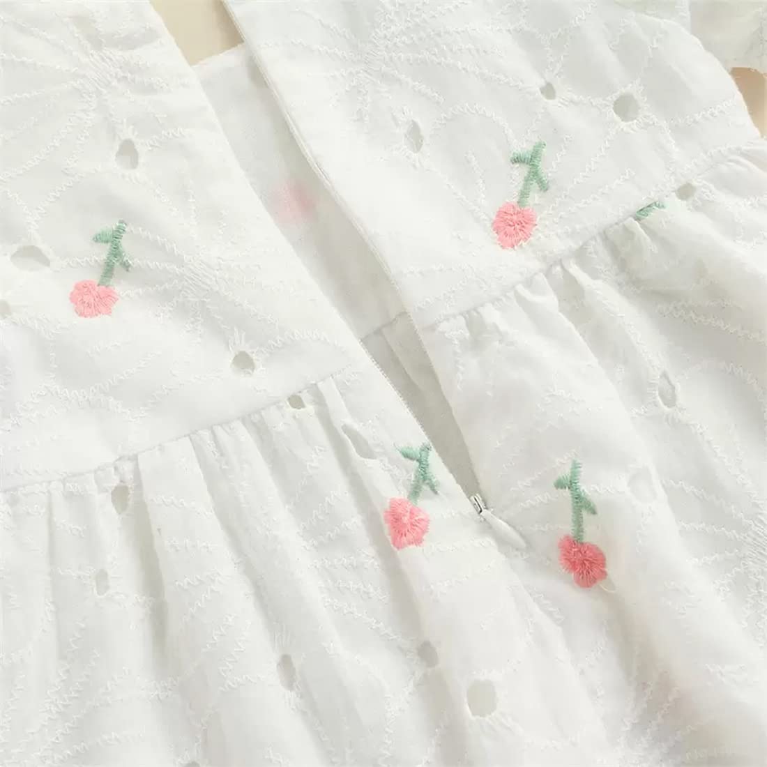 stylesilove Infant Baby Girls Eyelet Flower Embroidered Dress, Bloomers, Headband 3pcs Outfit White Short Sleeve Cotton Dress