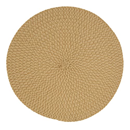 Fennco Styles Modern Everyday Textured Placemats 15 Inches Round, Set of 4 – Black Woven Table Mats for Home, Dining Room Décor, Banquets, Indoor & Outdoor and Special Events