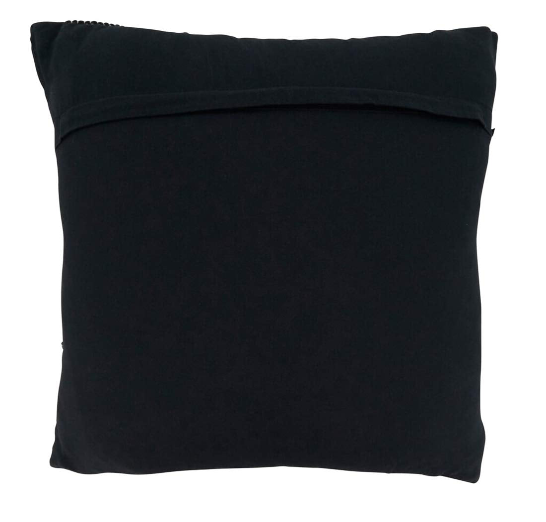Fennco Styles Unique Chindi Design 100% Cotton Decorative Throw Pillow - Black Accent Pillow for Home, Couch, Living Room and Office Décor