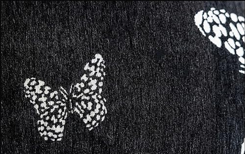 Fennco Styles Jacquard Butterfly Tassel Decorative Filled Throw Pillow 18" W X 18" L – Black Woven Square Cushion for Couch, Sofa, Bedroom, Office and Living Room Décor