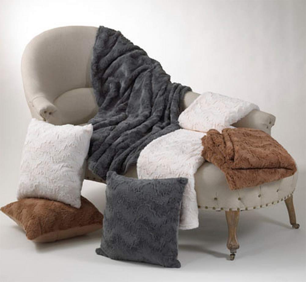 Fennco Styles Plush Design Faux Fur Decorative Throw Pillow 18" W X 18", Filler Included