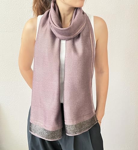 stylesilove Women Shimmering Striped Scarf Silk-like Scarves Ultra Lightweight Soft Shawl Neck Wraps
