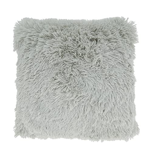 Fennco Styles Classic Faux Fur Decorative Throw Pillow Cover 18 x 18 Inch - Ivory Plush Cushion Case for Home, Couch, Living Room, Office and Holiday Décor