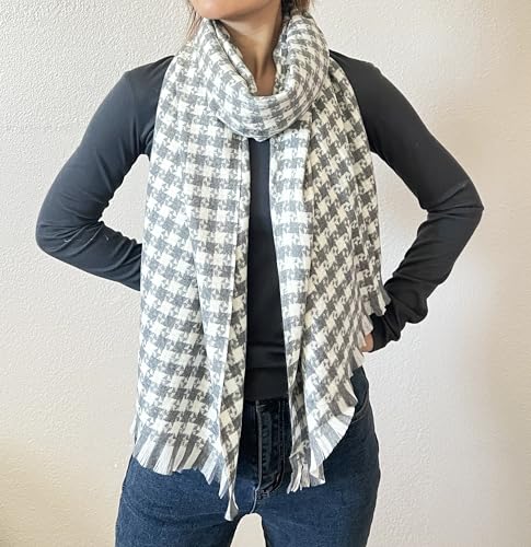 stylesilove Women Windmill Pattern Woven Cashmere Scarf with Fringe Warm and Ultra Soft Scarves Shawl Neck Wraps