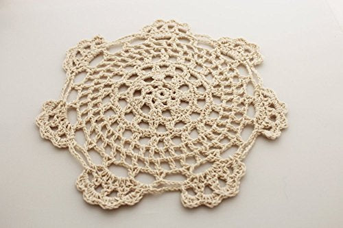 Fennco Styles Handmade Medallion Crochet Lace Round Cotton Placemat Doilies - 4 Pack