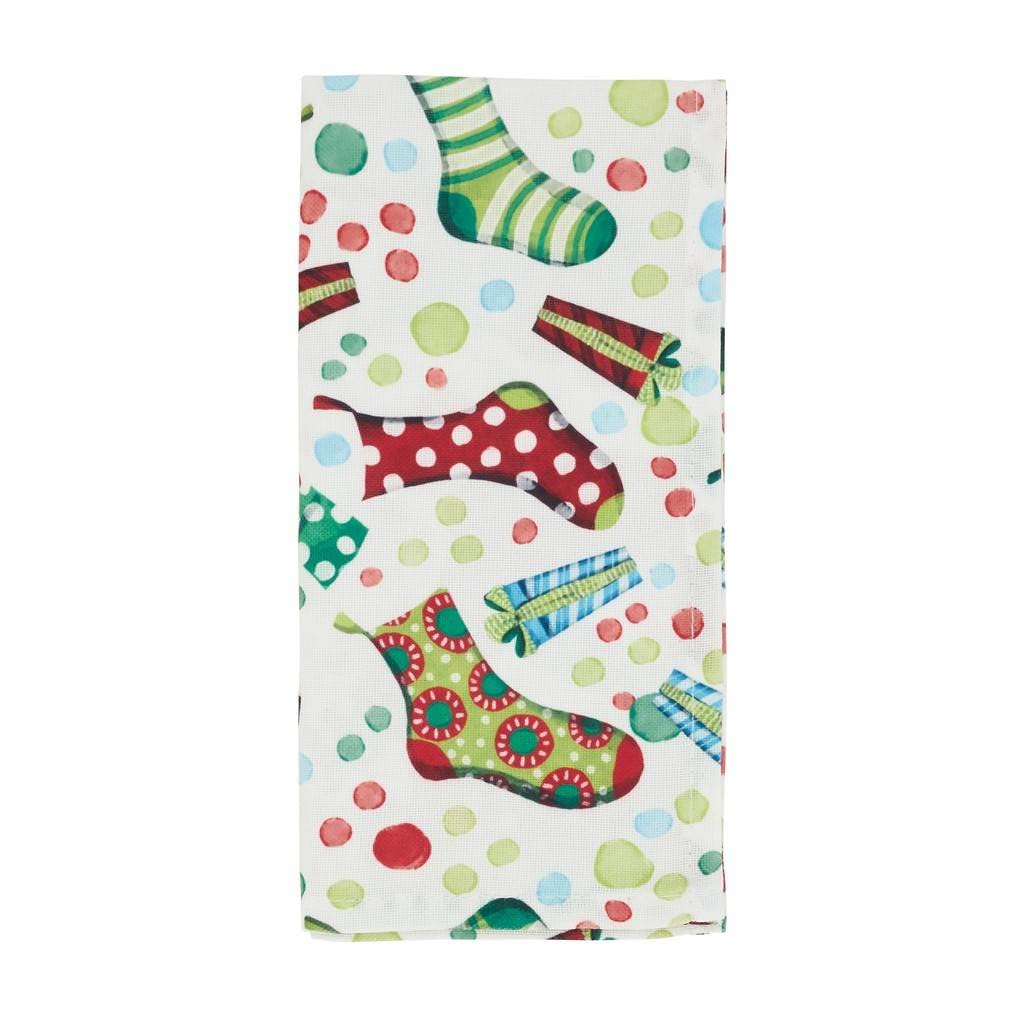 Fennco Styles Christmas Stockings Holiday Tablecloth 65" W X 84" L - Multicolor Stocking Print Festive Table Cover for Christmas Décor, Dining Room, Banquet, Family Gathering and Special Events