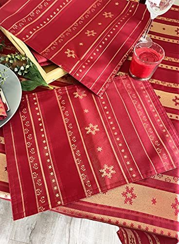 Fennco Styles Holiday Snowflake Printed Table Runner 16" W x 54" W - Red Woven Table Cover for Home Décor, Banquet, Family Gathering, Christmas, Special Occasion