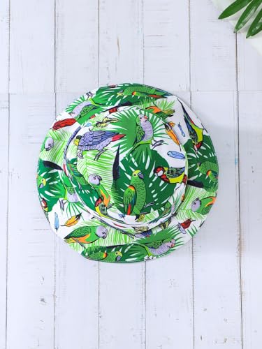 stylesilove Infant Baby Boys Green Tropical Parrot Print Short Sleeve Romper with Hat 2-Piece Summer Outfit