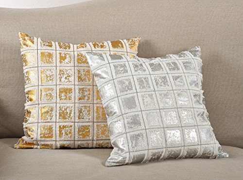 Fennco Styles Metallic Foil Print Grid Throw Pillows 18"x18"