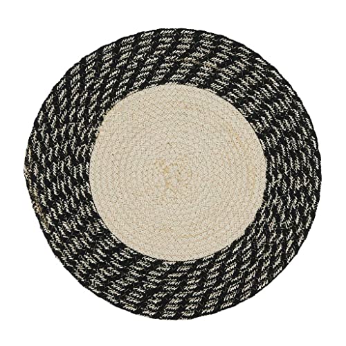 Fennco Styles Hand Braided Two-Tone Cotton Placemats 15" Round, Set of 4 - Woven Texture Heat Resistant Insulation Table Mats for Home Décor, Dining Table, Banquets, Holidays and Special Occasions