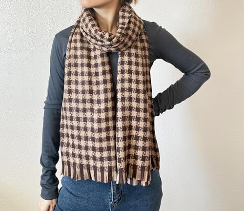 stylesilove Women Windmill Pattern Woven Cashmere Scarf with Fringe Warm and Ultra Soft Scarves Shawl Neck Wraps