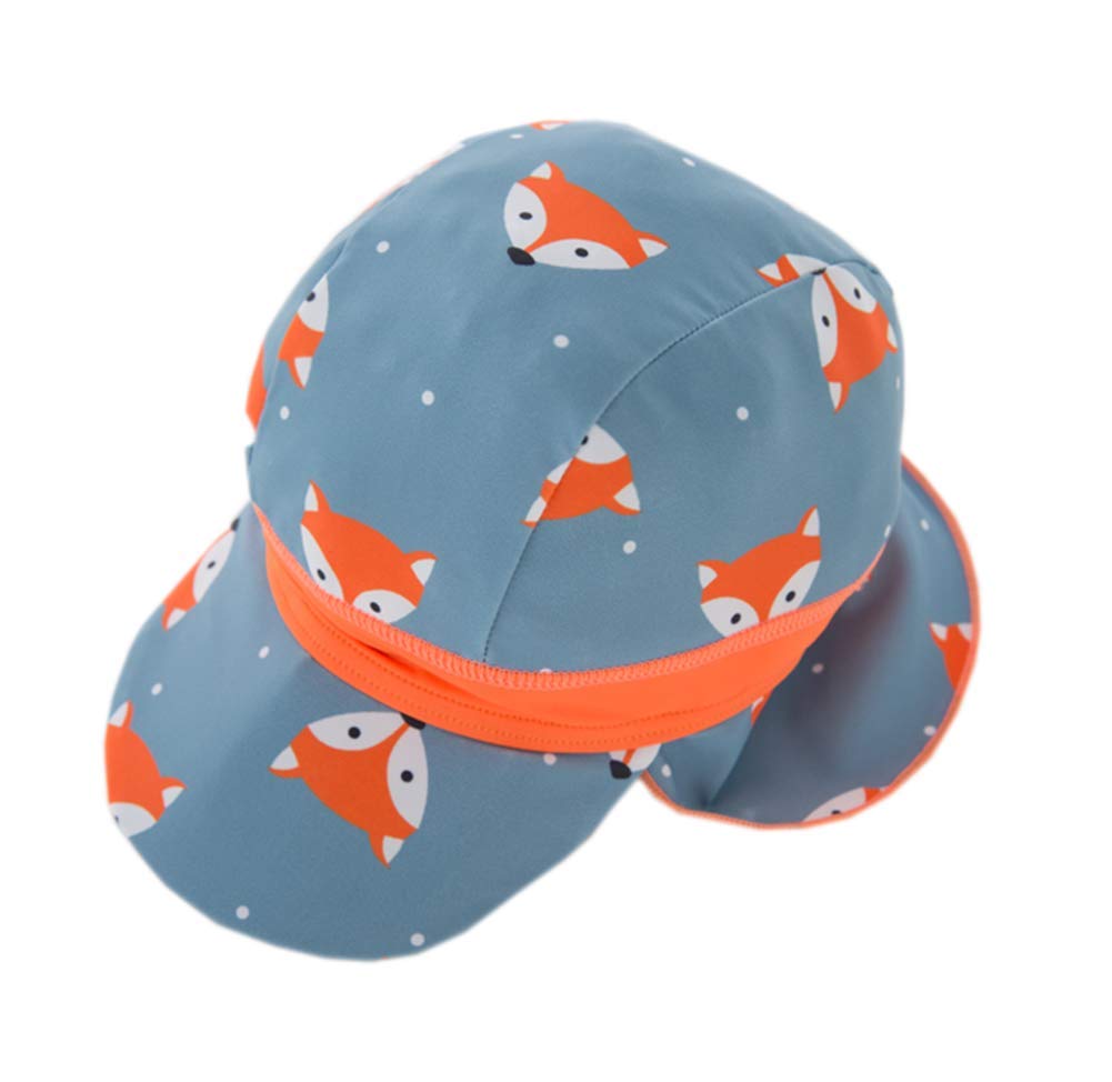 stylesilove Boys Little Fox Rash Guard and Swim Shorts with Sun Hat 3pcs Swimsuit Beach Swimwear